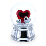 Romantic Red Heart in Love Glass Musical Water Snow Globe in Silver color
