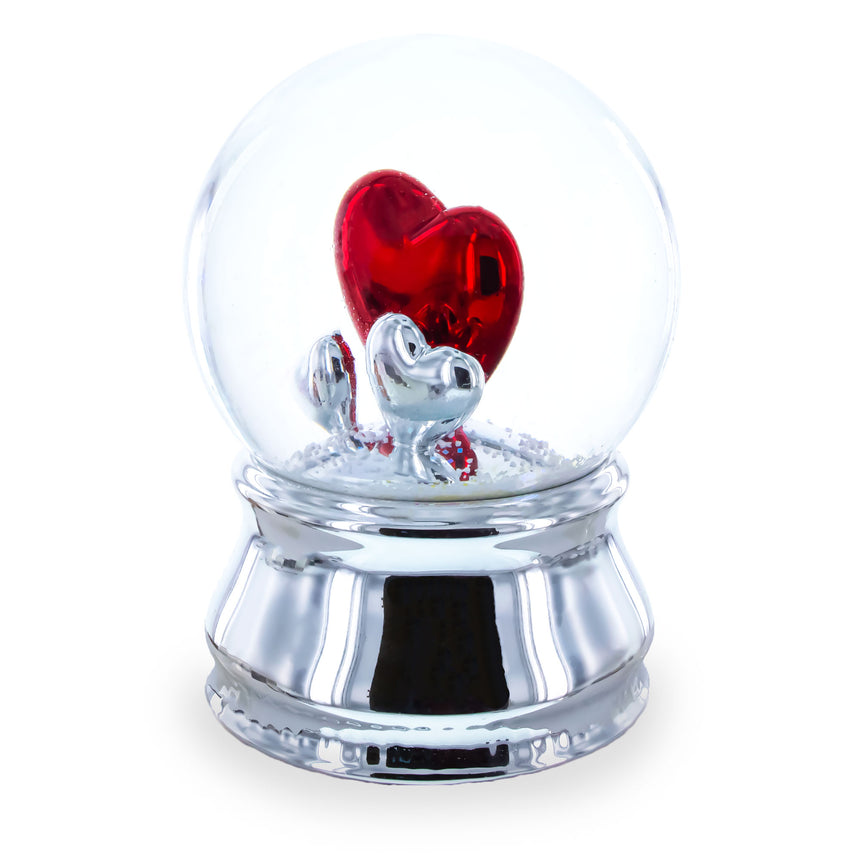 Romantic Red Heart in Love Glass Musical Water Snow Globe , dimensions in inches: 4.8 x 3.4 x 3.4