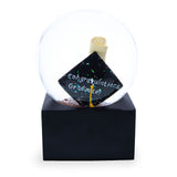 Graduation Hat & Diploma Glass Water Snow Globe in Black color