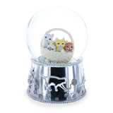 Kittens in a Basket Glass Water Snow Globe in Silver color