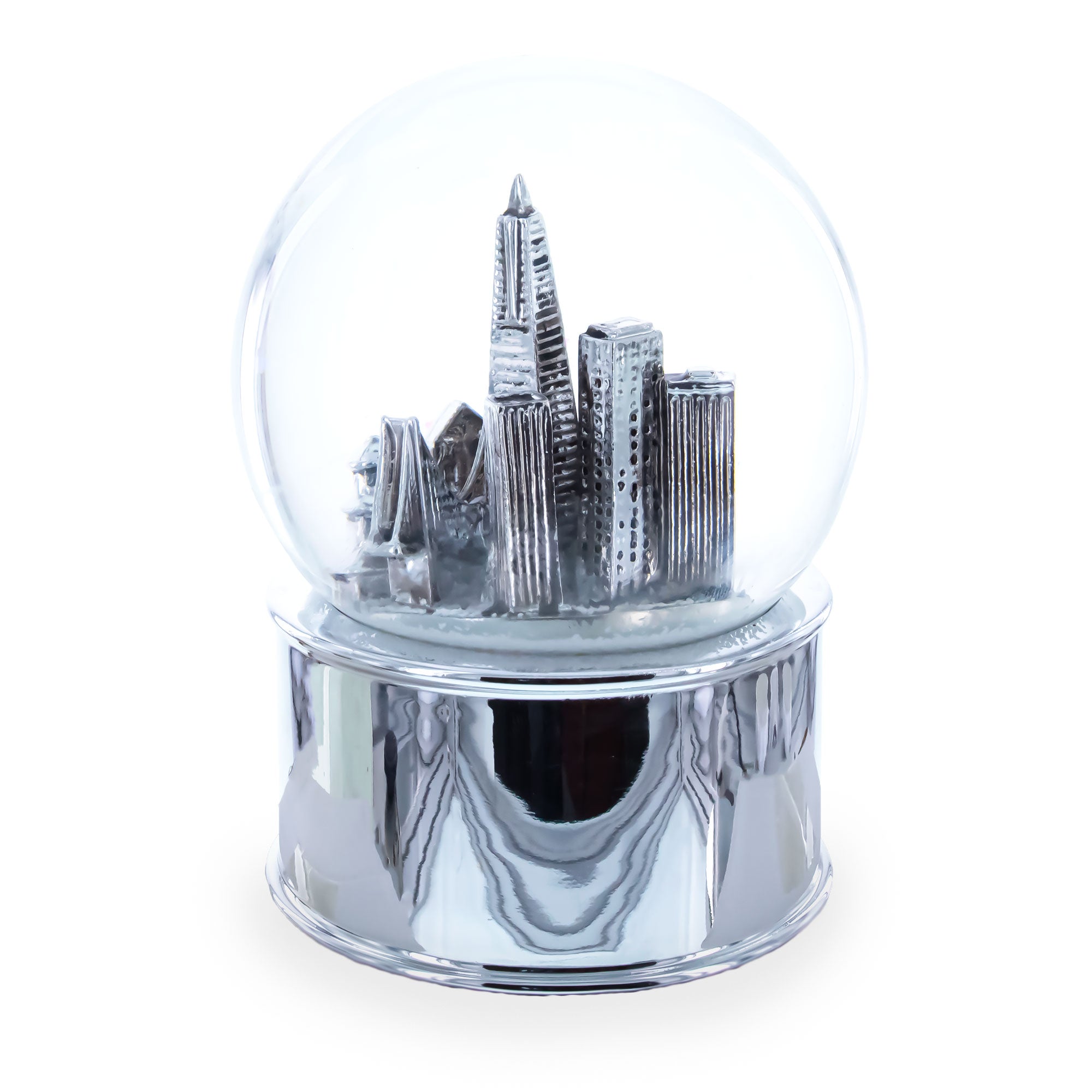 Shop San Francisco Landmarks with Silver Base Glass Water Snow Globe. Buy Snow Globes Travel Silver   for Sale by Online Gift Shop BestPysanky Christmas water globe snowglobe music box musical collectible figurine xmas holiday decorations gifts rotating animated spinning animated unique picture personalized cool glitter flakes festive wind-up