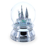 New York City Skyline with Silver Base Water Snow Globe in Silver color Round