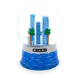 Miami Beach Skyline Glass Water Snow Globe in Blue color Round