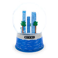 Miami Beach Skyline Glass Water Snow Globe in Blue color Round