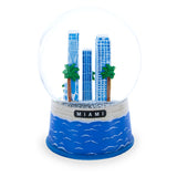 Miami Beach Skyline Glass Water Snow Globe in Blue color Round