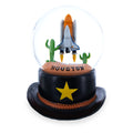 Houston Space Shuttle with Cowboy Hat Base Glass Water Snow Globe in Brown color Round