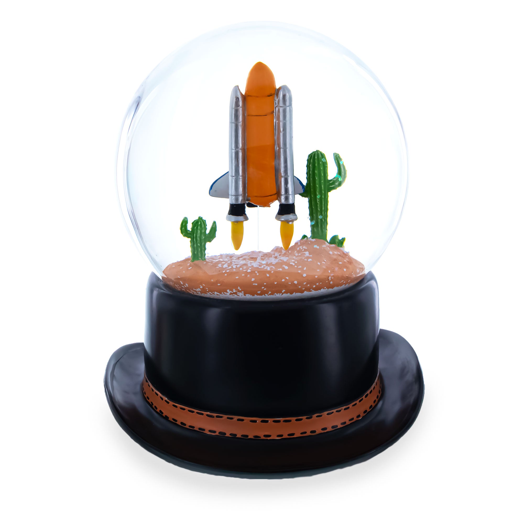 Shop Houston Space Shuttle with Cowboy Hat Base Glass Water Snow Globe. Buy Snow Globes Travel Brown Round  for Sale by Online Gift Shop BestPysanky Christmas water globe snowglobe music box musical collectible figurine xmas holiday decorations gifts rotating animated spinning animated unique picture personalized cool glitter flakes festive wind-up