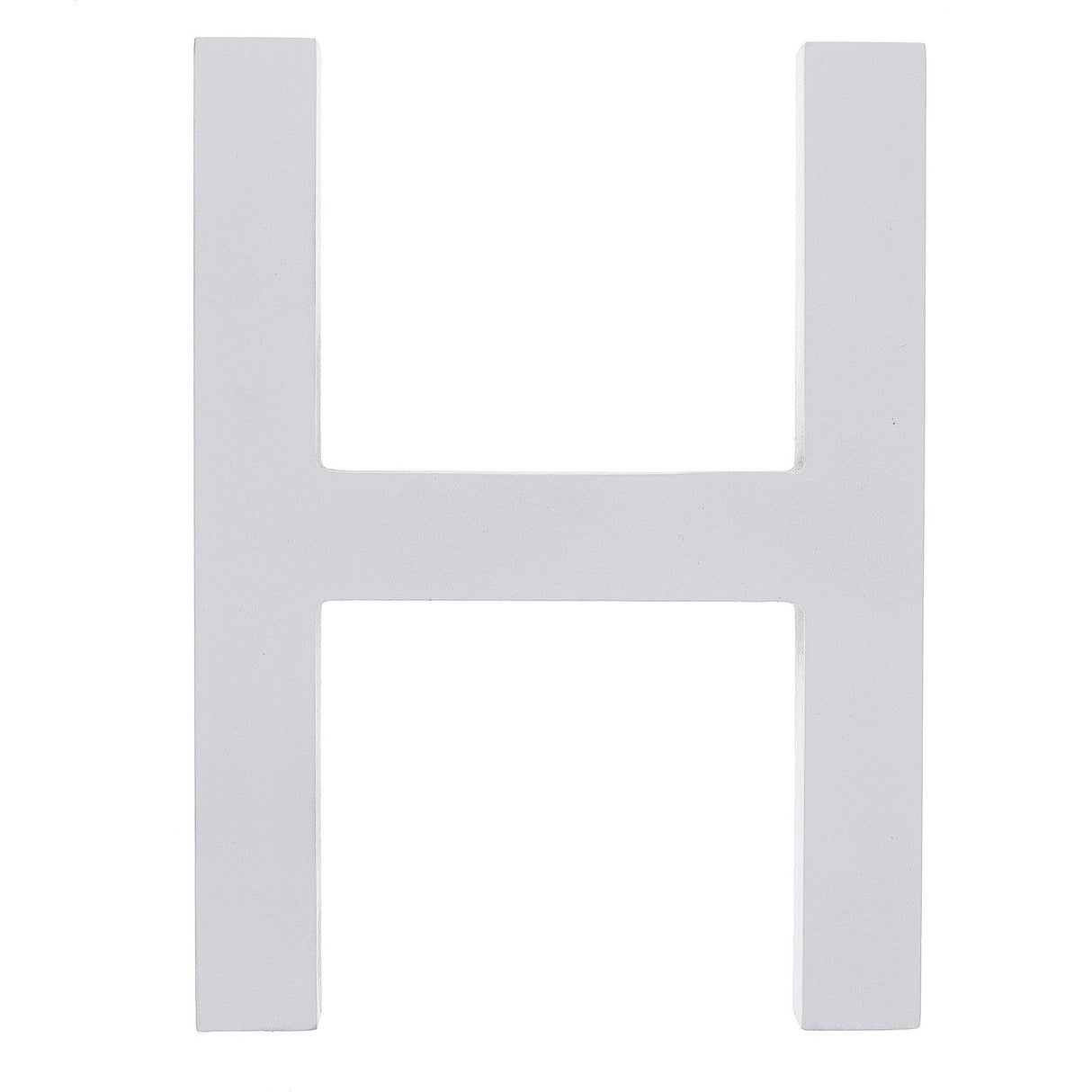 Arial Font White Painted MDF Wood Letter H (6 Inches) in White color,  shape
