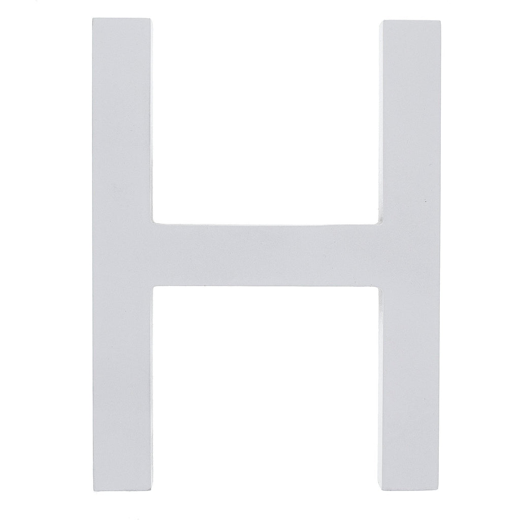 Arial Font White Painted MDF Wood Letter H (6 Inches) in White color