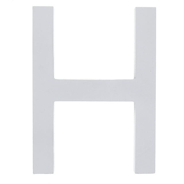 Arial Font White Painted MDF Wood Letter H (6 Inches) in White color