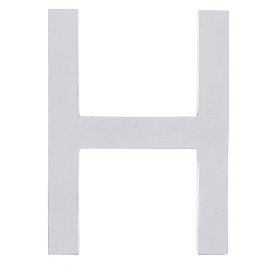 Arial Font White Painted MDF Wood Letter H (6 Inches) in White color