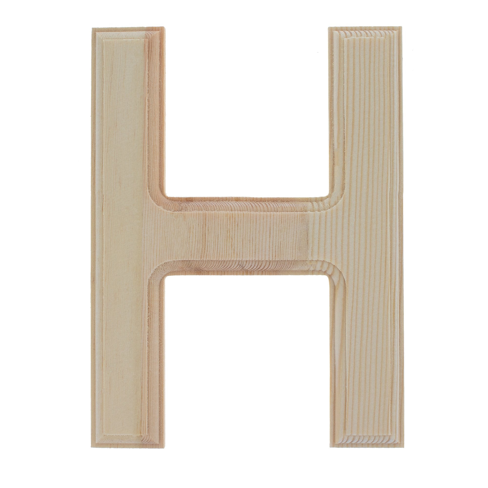 Unfinished Wooden Arial Font Letter H (6.25 Inches) in Beige color