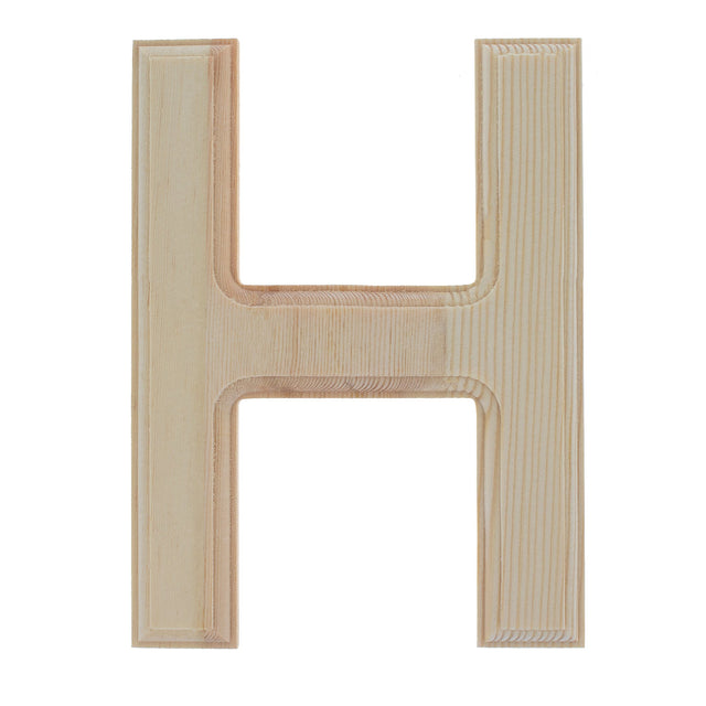 Unfinished Wooden Arial Font Letter H (6.25 Inches) in Beige color