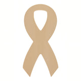 Awareness Ribbon Unfinished Wooden Shape Craft Cutout DIY Unpainted 3D Plaque 6 Inches in Beige color