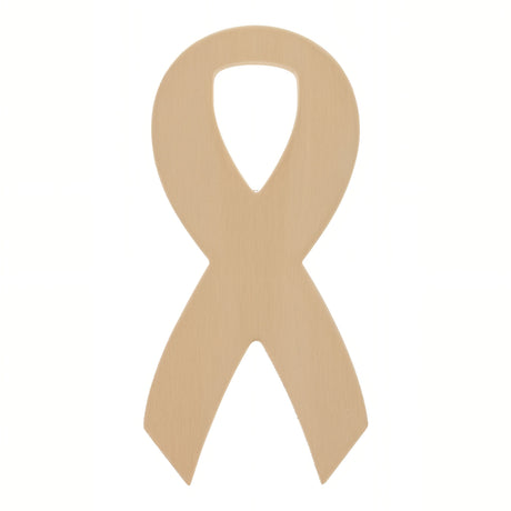 Awareness Ribbon Unfinished Wooden Shape Craft Cutout DIY Unpainted 3D Plaque 6 Inches in Beige color