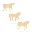3 Horses Unfinished Wooden Shapes Craft Cutouts DIY Unpainted 3D Plaques 4 Inches in Beige color,  shape