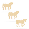 Wood 3 Horses Unfinished Wooden Shapes Craft Cutouts DIY Unpainted 3D Plaques 4 Inches in Beige color