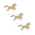 3 Running Horses Unfinished Wooden Shapes Craft Cutouts DIY Unpainted 3D Plaques 4 Inches in Beige color
