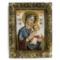 Virgin Mary and Baby Jesus Religious Icon – Ornate Framed Wall Art for Christian Home Decor 12 Inches in Multi color Rectangular