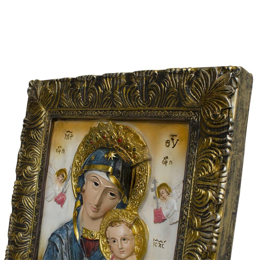 Virgin Mary and Baby Jesus Religious Icon – Ornate Framed Wall Art for Christian Home Decor 12 Inches , dimensions in inches: 12 x 12 x 10.8
