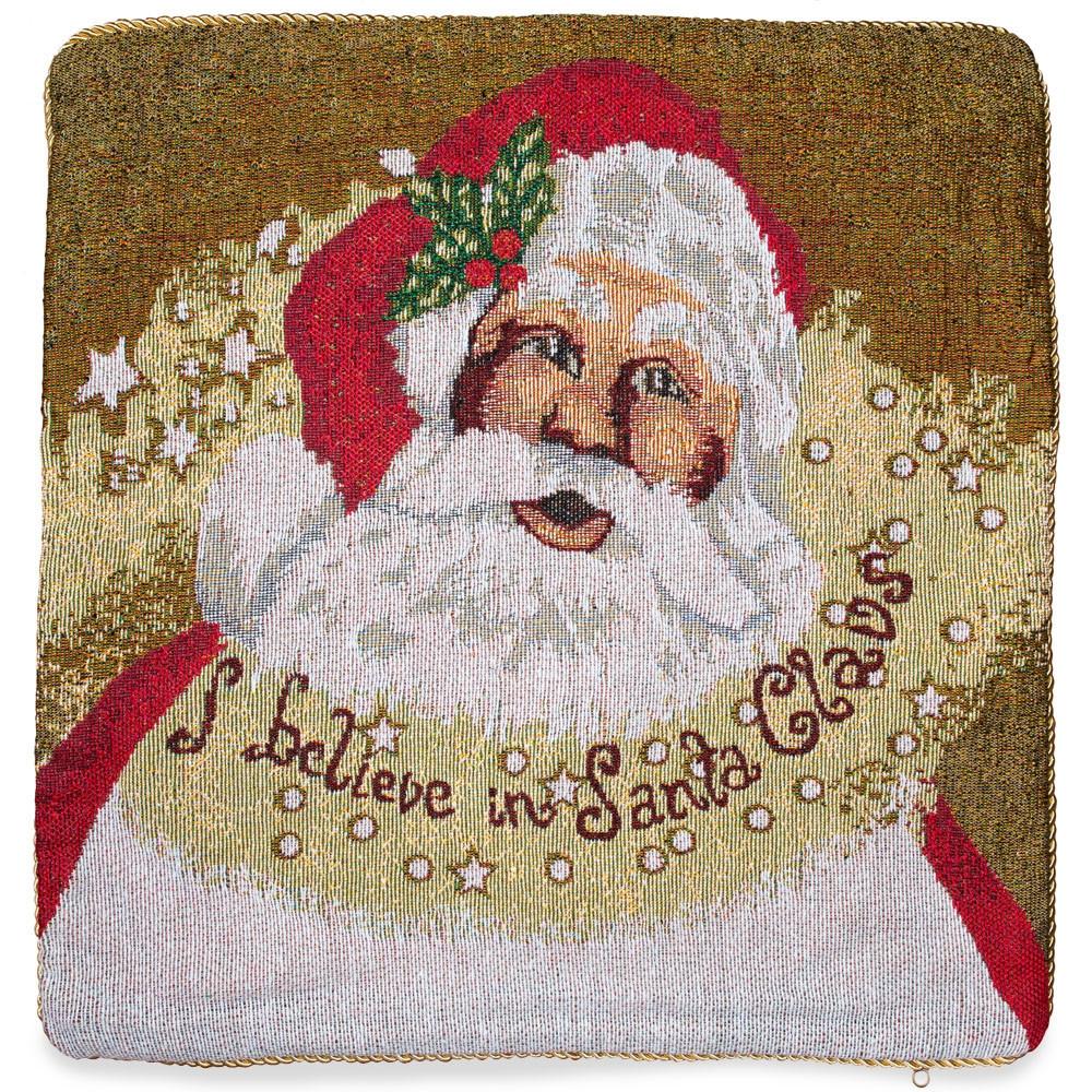 Set of 2 Believe in Santa Christmas Cushion Throw Pillow Covers ,dimensions in inches: 8.5 x 8.5 x 1.8