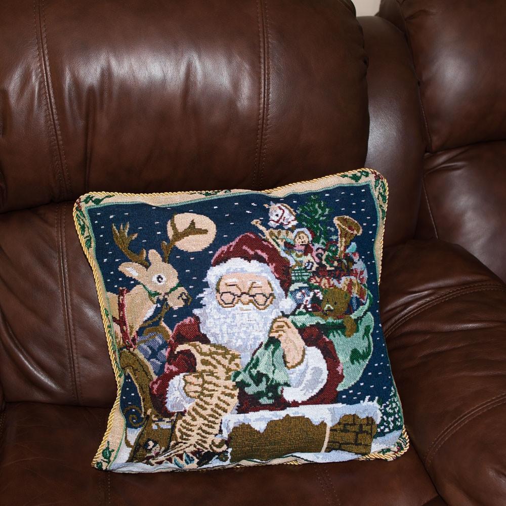 Set of 2 Santa Reading Gifts List Christmas Throw Cushion Pillow CoversChina , dimensions in inches: 18 x 18 x 18