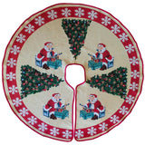 Santa Reading the Gift List by Christmas Tree Skirt 50 Inches in Red color Round