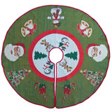 Santa, Bells, and Mistletoe Christmas Tree Skirt 50 Inches in Green color Round