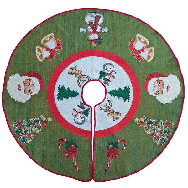 Santa, Bells, and Mistletoe Christmas Tree Skirt 50 Inches by BestPysanky