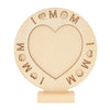 Wood Unfinished Standing Wooden "I Love Mom" Picture Frame DIY Craft 6.7 Inches in Beige color Round