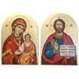 Set of Two Hand Painted on Wooden Plaque Jesus and Virgin Mary Icons 12 Inches in Multi color