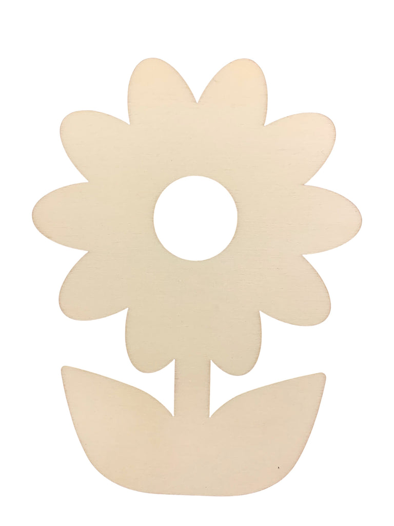 Wood Unfinished Wooden Flower Shape Cutout DIY Craft 5 Inches in Beige color Round
