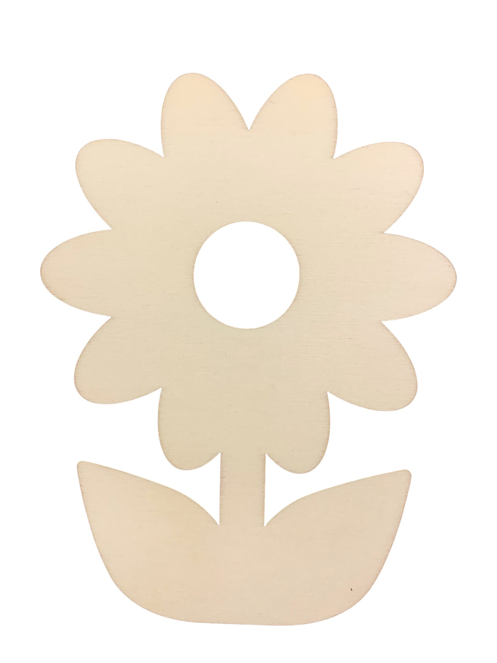 Unfinished Wooden Flower Shape Cutout DIY Craft 5 Inches in Beige color Round