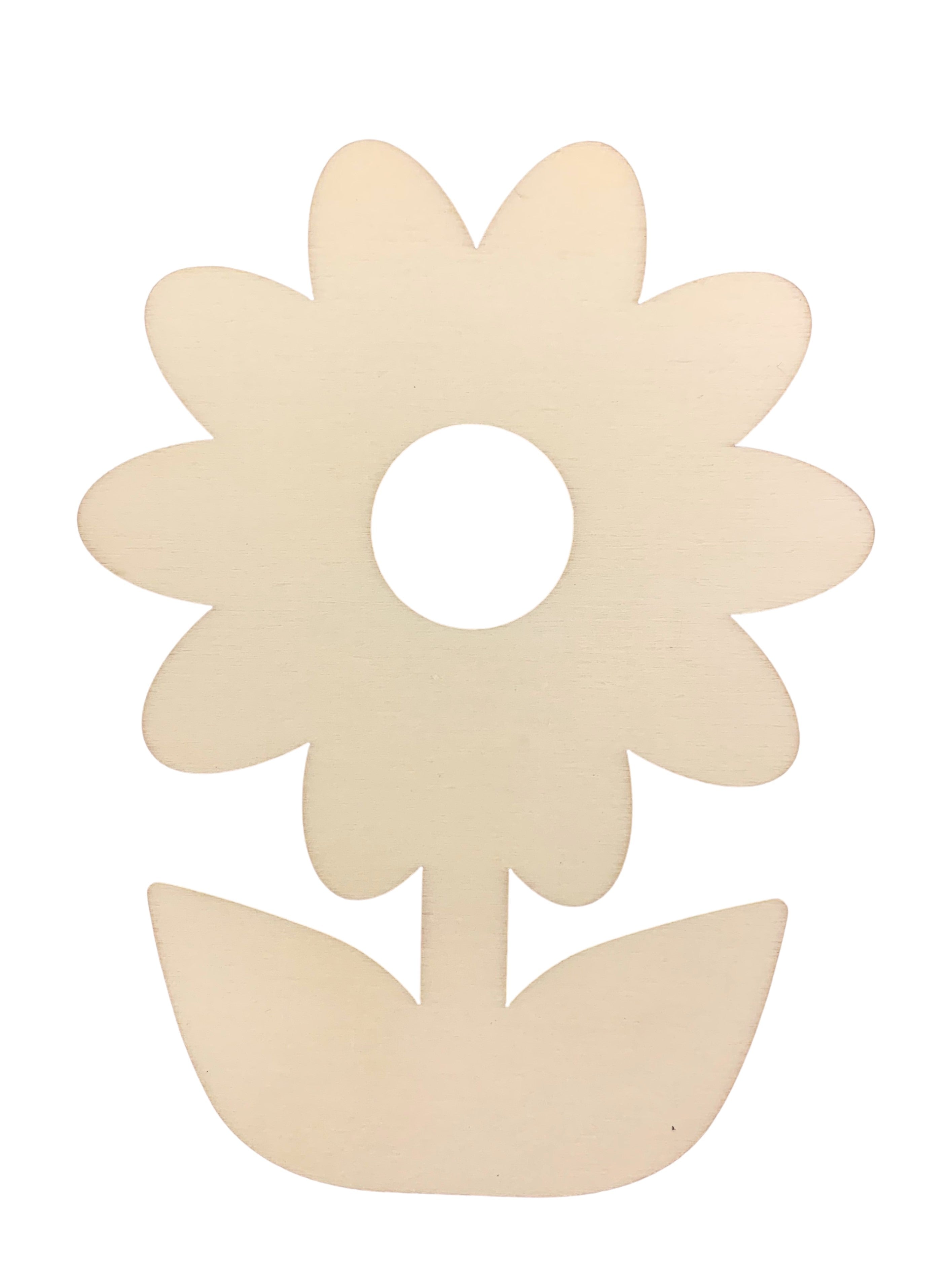 Unfinished Wooden Flower Shape Cutout DIY Craft 5 Inches in Beige color Round