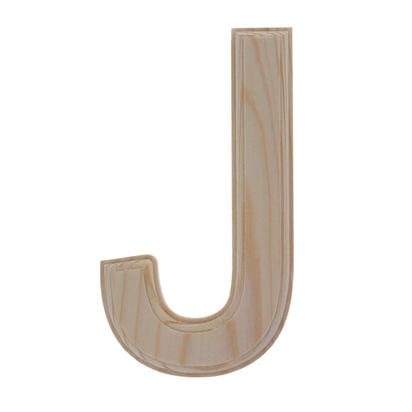 Unfinished Wooden Arial Font Letter J (6.25 Inches) in Beige color,  shape
