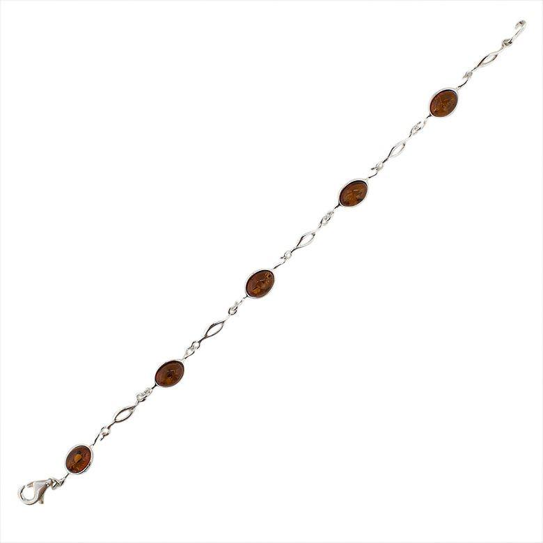Baltic Amber Sterling Silver Bracelet in Multi color,  shape