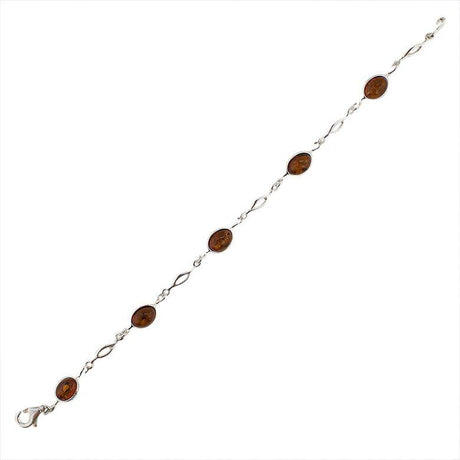 Baltic Amber Sterling Silver Bracelet in Multi color,  shape