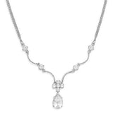 Sterling Silver CZ 2 Strand Sterling Silver Necklace in Multi color