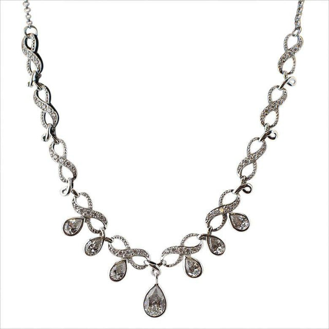 7 CZ Drops Sterling Silver Necklace in Silver color,  shape
