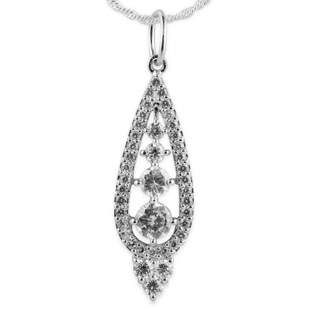 Rhodium Plated CZ Sterling Silver Pendant in Silver color