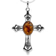 Cognac Amber Sterling Silver Pendant in Multi color,  shape