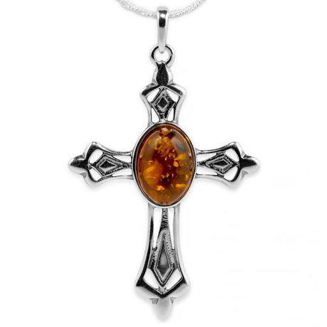 Cognac Amber Sterling Silver Pendant in Multi color