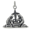 Nativity Sterling Silver Pendant in Silver color