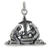 Nativity Sterling Silver Pendant in Silver color