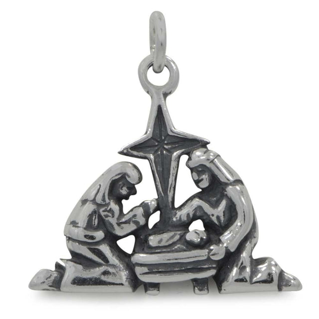 Nativity Sterling Silver Pendant in Silver color