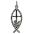 Ichthys with Satin Dove Sterling Silver Pendant in Silver color