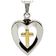 Heart with Cross Sterling Silver Pendant in Silver color Heart
