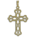 14 Karat Gold Plated Ornate Cross Pendant in Gold color