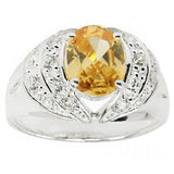 Oval Champagne CZ Sterling Silver Ring (Size 7) in Silver color,  shape