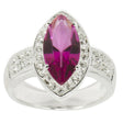 Fuchsia Marquise CZ Sterling Silver Ring (Size 7) in Silver color,  shape